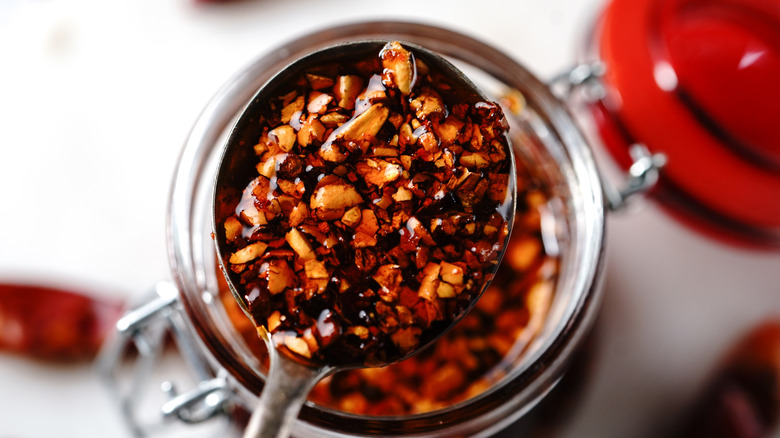 A spoonful of chili crisp