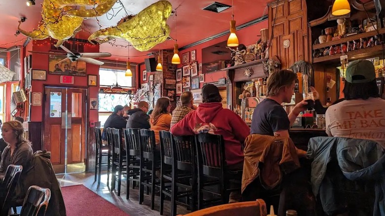 People at the bar of the The Druid Irish pub in Boston