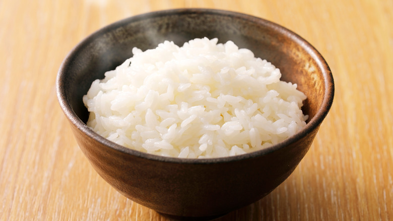 bowl filled with steamed rice