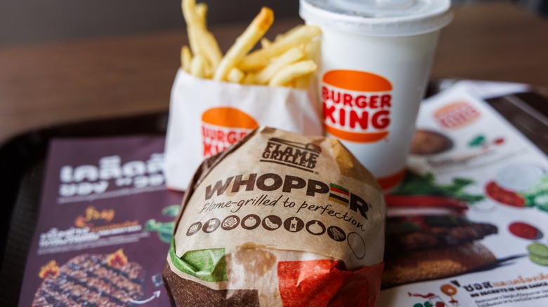 burger king whopper on a tray