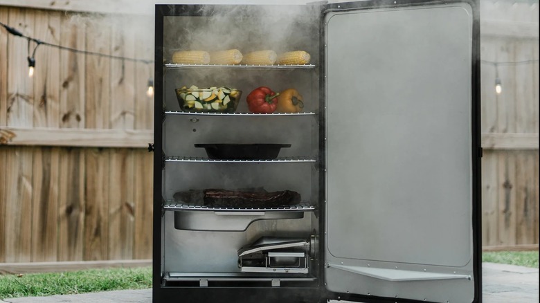 The interior of a Masterbuilt electric smoker