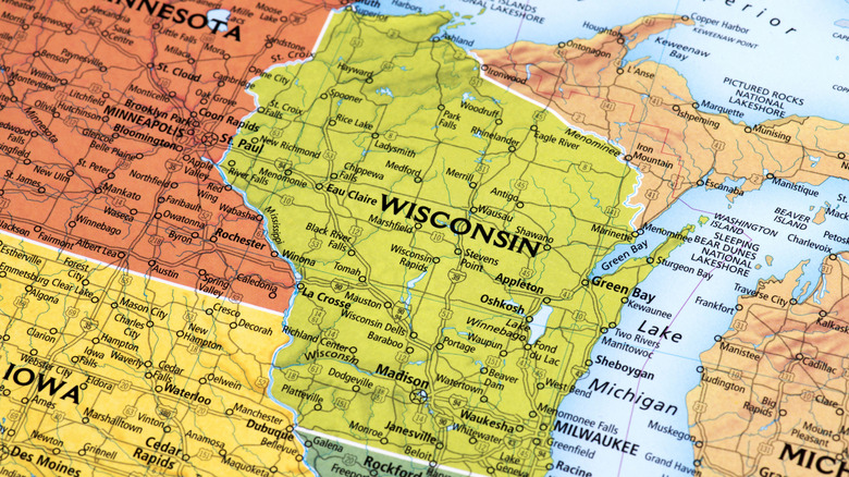 Map of Wisconsin State in USA