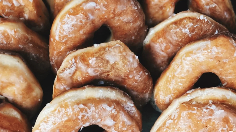 Pile of fresh glazed donuts