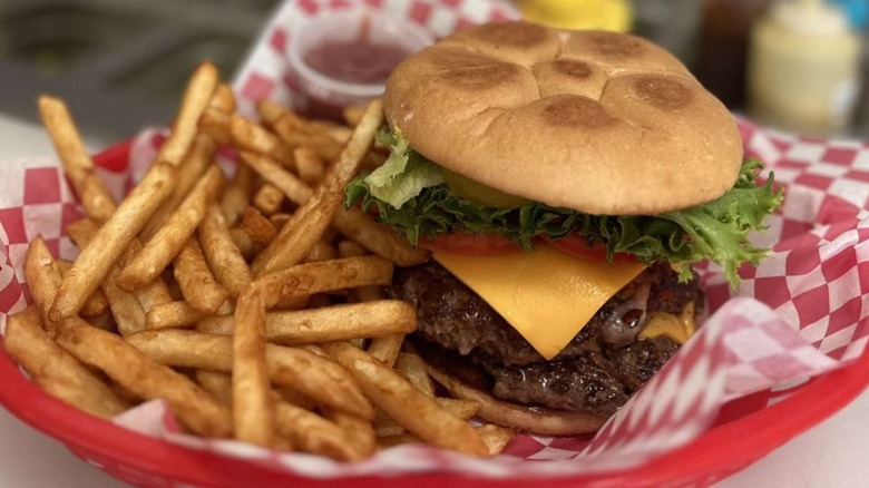 Hamburger and fries from Ana's Burger Shack in Kansas