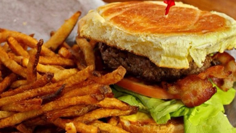 Burger and fries from Hilo Burger Joint in Hawaii