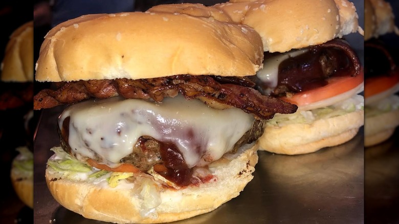 A Barbecue Swiss Bacon burger from Paradise Pup in Illinois
