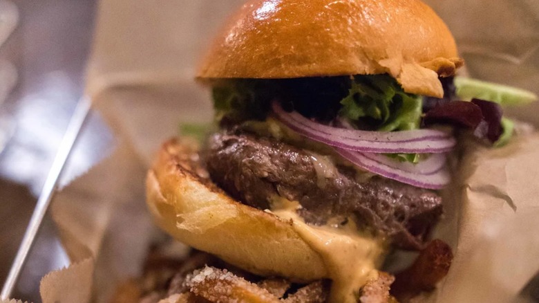 A burger from Worthy Burger in Vermont