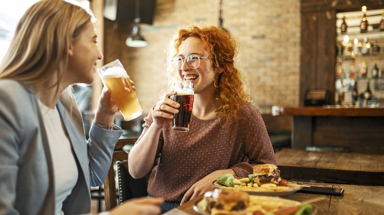 Two friends enjoying a night out