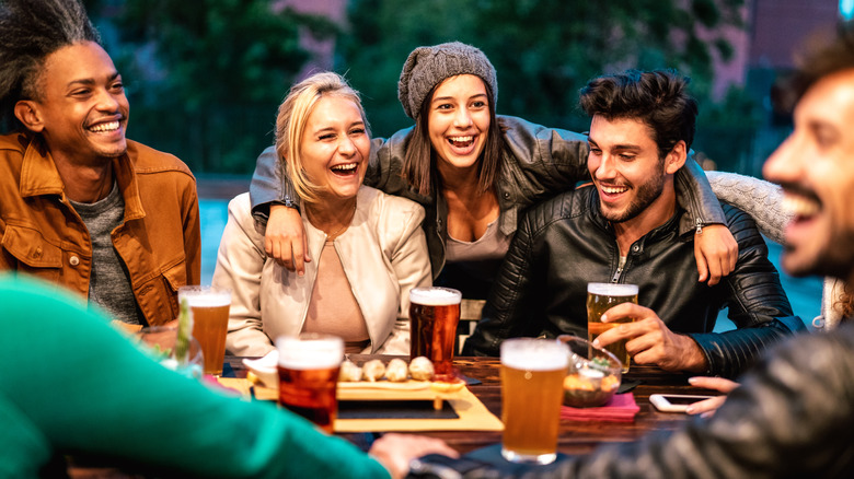Friends enjoying happy hour