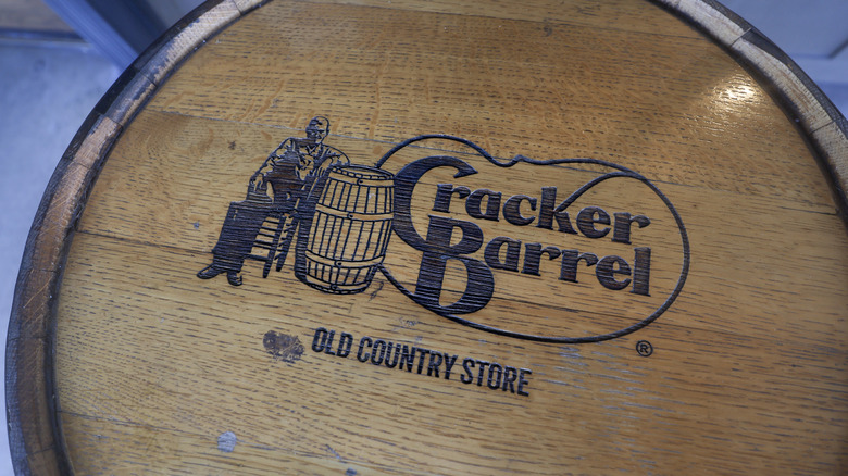 cracker barrel logo on top of barrel