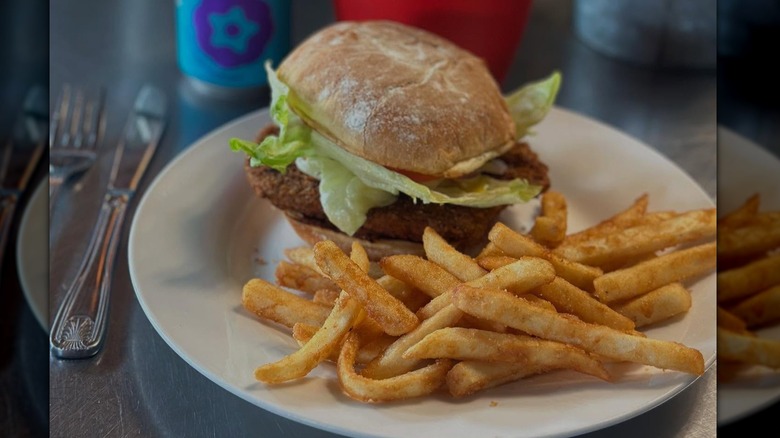 Burger and fries from 10th Street Diner in Indiana