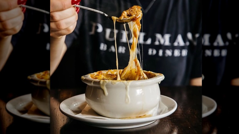 French onion soup from Pullman Bar & Diner in Iowa