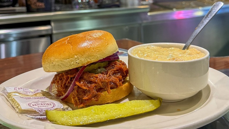Chicken soup and a pulled pork sandwich from The Mint Cafe in Wisconsin
