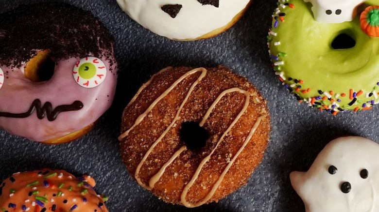Selection of decorated donuts for Halloween