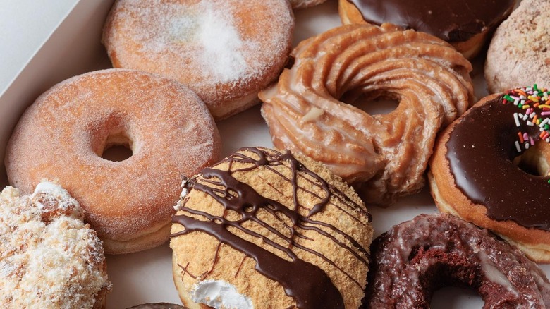 Box of assorted fresh donuts