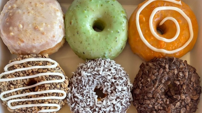 Six assorted donuts in a box