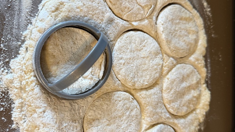 cutting out biscuits with mold