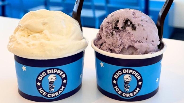 Two tubs of ice cream from Big Dipper Ice Cream in Montana
