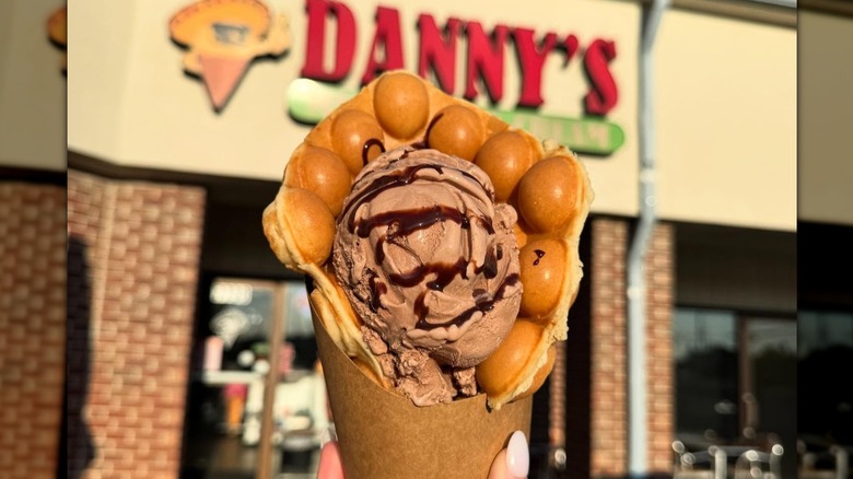 A cone of ice cream from Danny's Mexican Ice Cream in Indiana