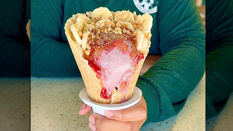 A waffle cone from Hopkins Farm Creamery in Delaware