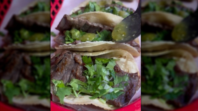 A steak taco from Chilangos Mexican Grill in Florida