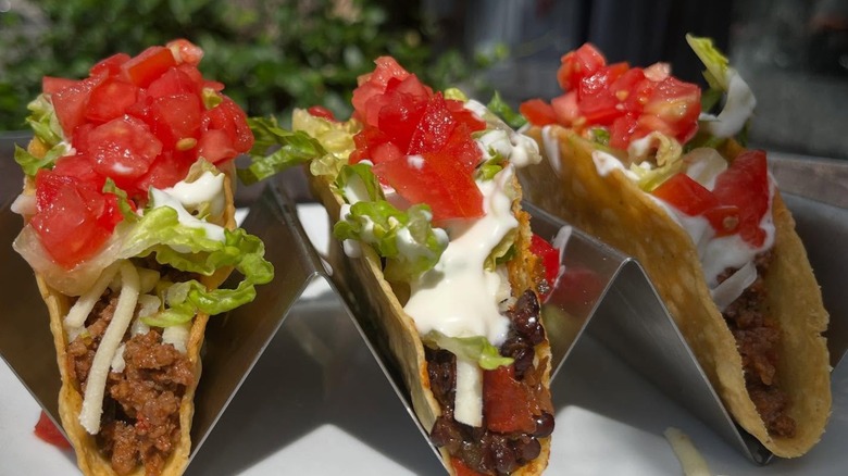 A trio of crunchy tacos from El Barrio in Alabama