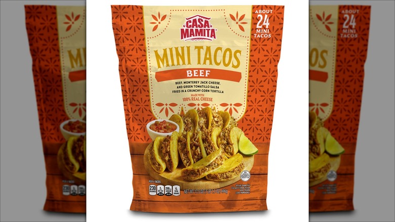 frozen mini tacos in orange bag