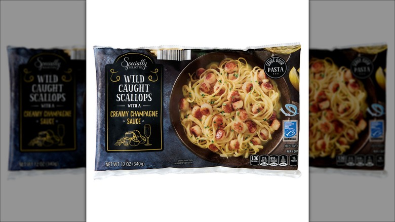 frozen scallops in sauce in a sealed package