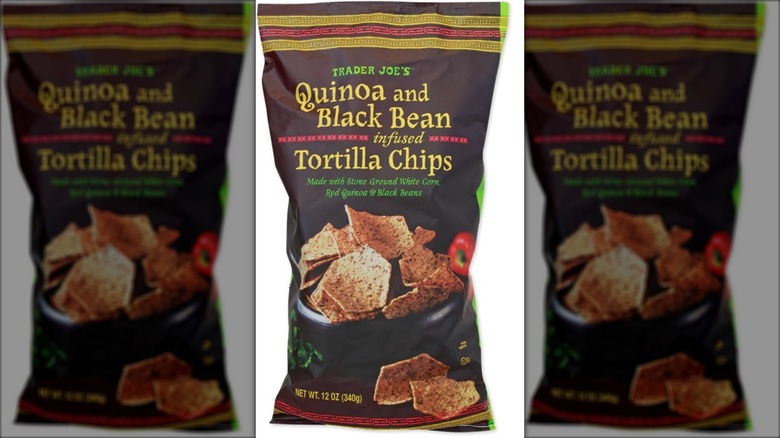 quinoa and black bean chips in bllack bag