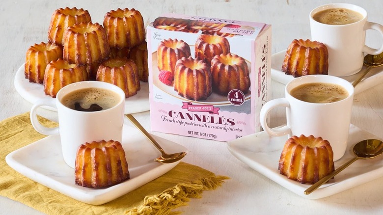 canneles display with hot coffee