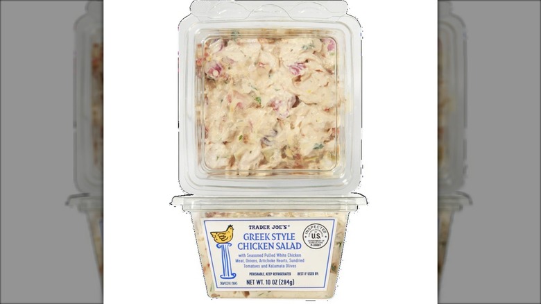 plastic package of greek chicken salad
