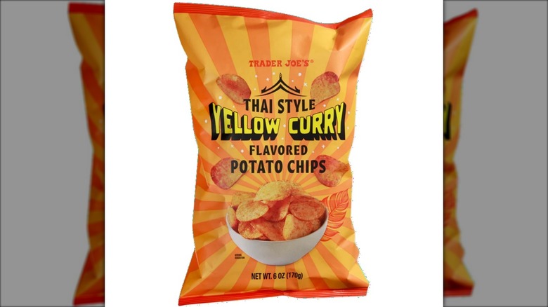 orange bag of curry potato chips