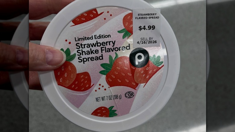strawberry flavored spread in plastic container