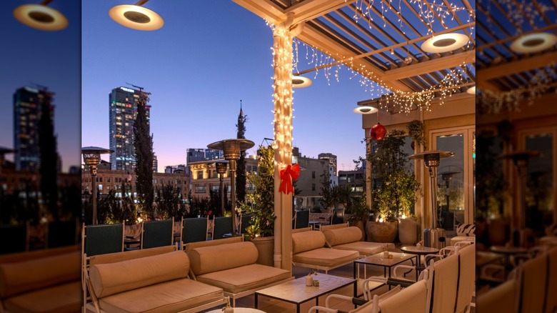 The rooftop bar at Florentín in California in the evening