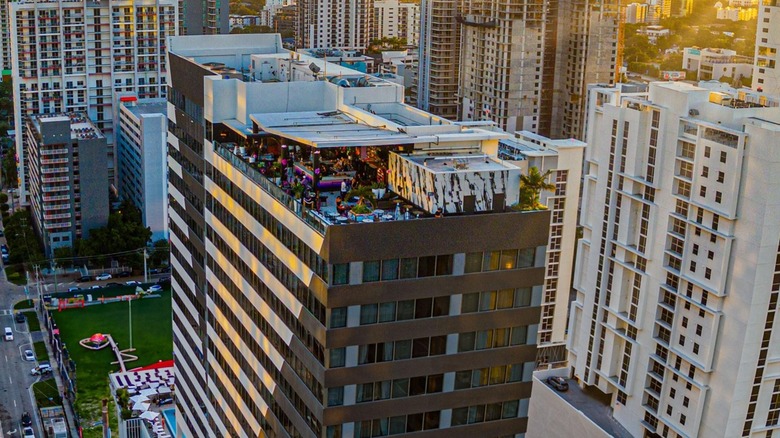 An aerial view of Rosa Sky rooftop bar in Miami