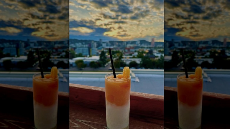 a cocktail at The Roof Deck at Revolution Hall in Oregon