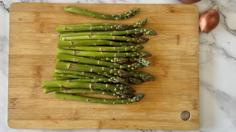 asparagus on a wooden board