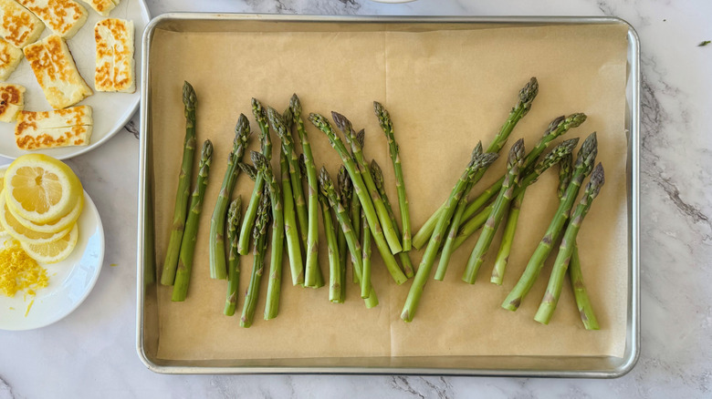 asparagus in a sheet pan