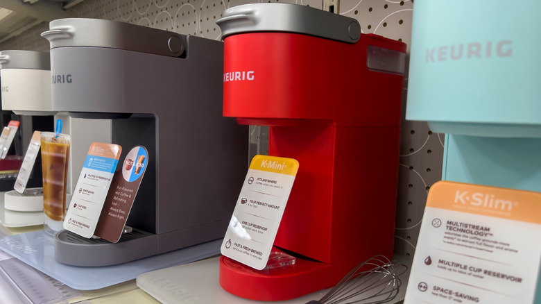 Keurig K-Mini display coffee makers on store shelf