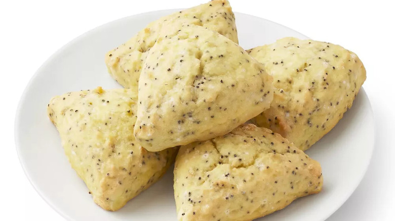 Plate of mini lemon poppy seed scones