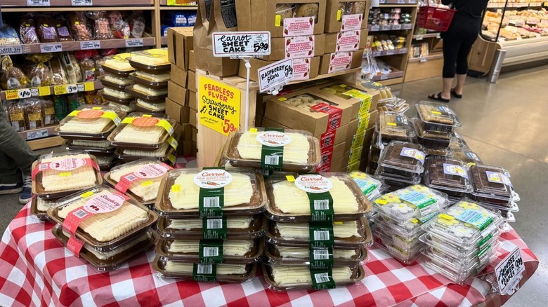 trader joe's cakes on table with gingham cloth