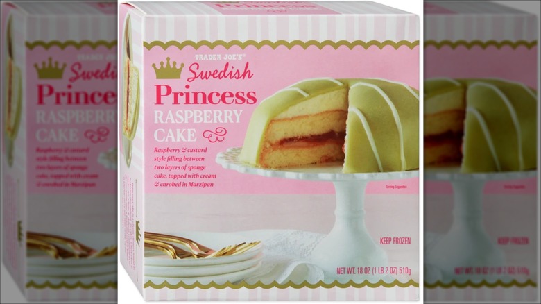 green princess cake in pink box