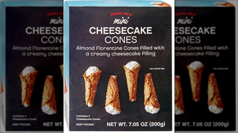black and blue box of mini cheesecake cokes