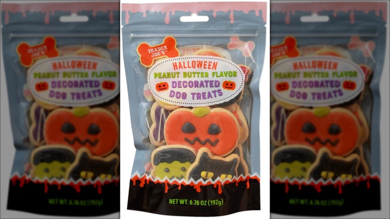 iced dog cookies with halloween theme