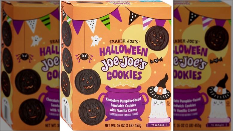 orange box of pumpkin shaped sandwich cookies