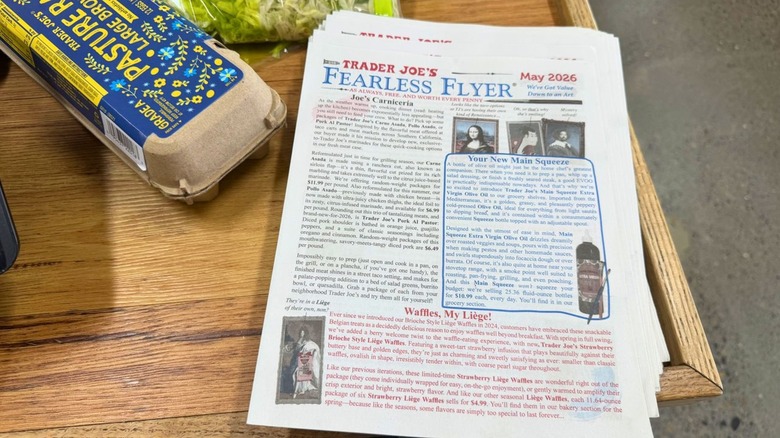 trader joe's fearless flyer on counter
