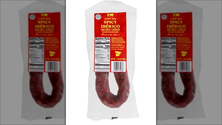 coil of spicy chorizo in clear package
