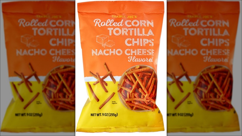 yellow and orange bag of rolled nacho chips
