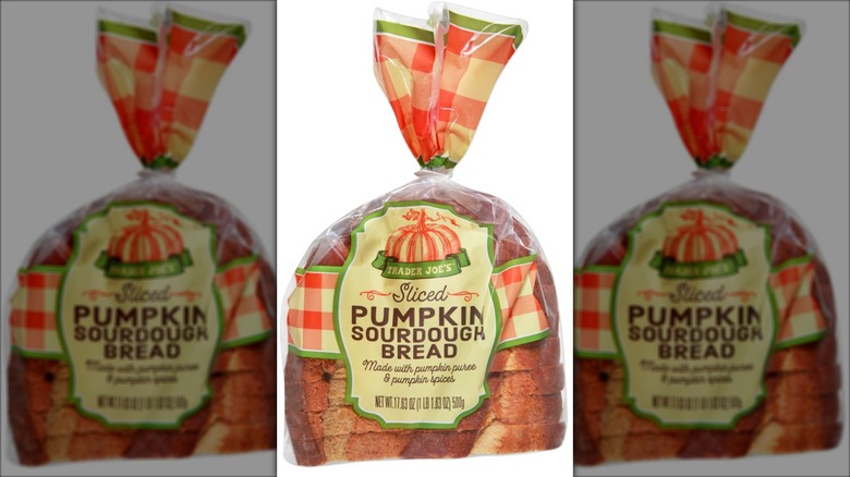 sliced pumpkin sourdough with gingham wrapper