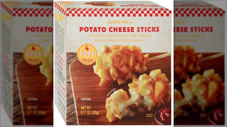 red checkered box of potato cheese sticks
